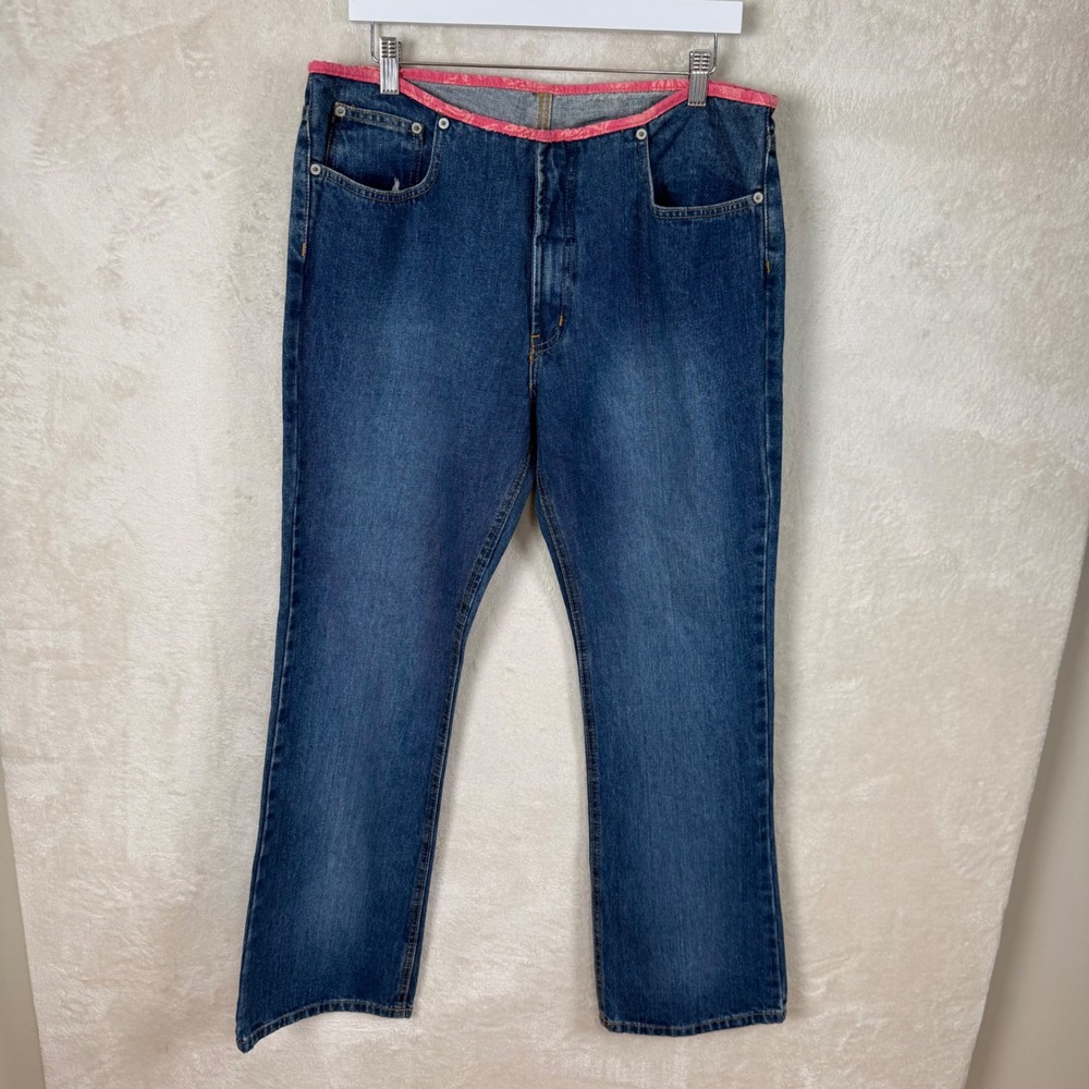 Vintage Ralph Lauren Jeans Medium Wash Pink Trim Straight Leg Size 14 Y2K